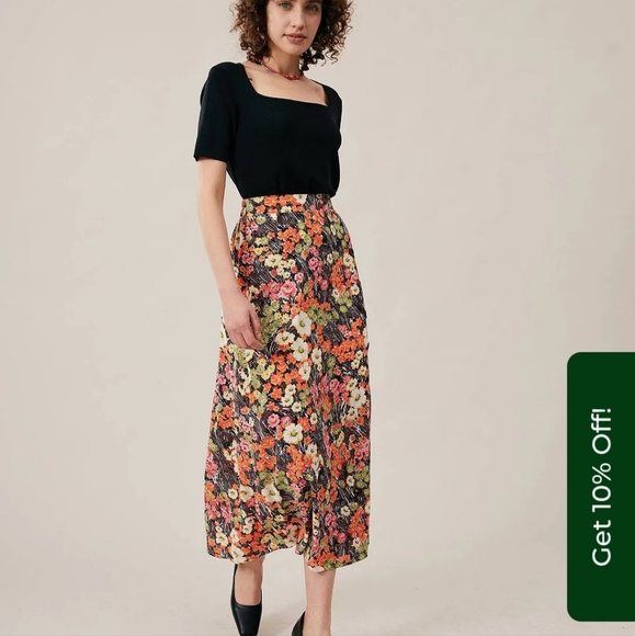 NWT Rihoas Floral Midi Skirt - Picture 5 of 10